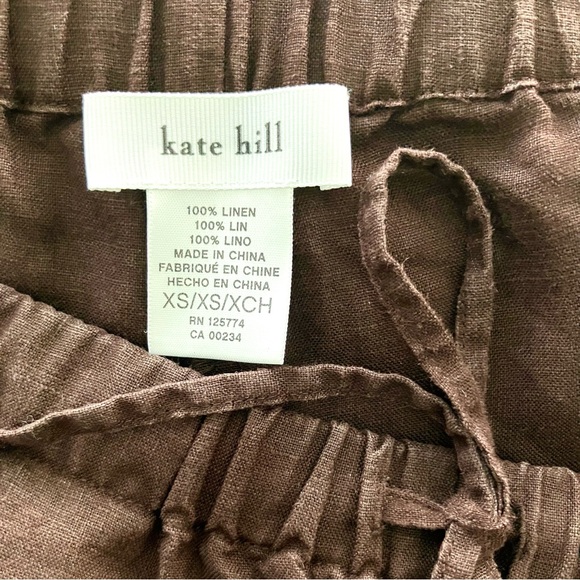 Kate Hill Chocolate Draw String Ankle Length Linen Pants - Picture 3 of 9